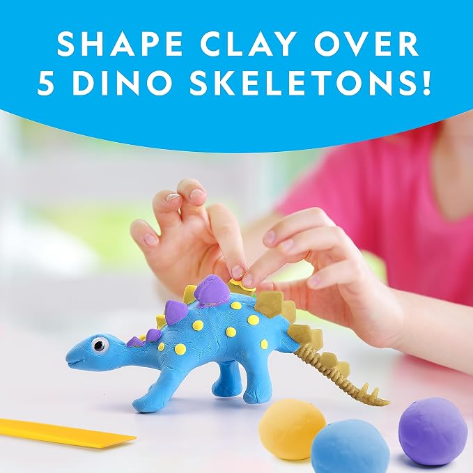 National Geographic Clay Dinosaur Arts and Crafts Activity Kit for Kids | Dinosaurs Toys, 5 Clay Colors, 5 Skeleton Models, Air-Dry Modeling Clay, Sculpting Activity, Imaginative Play, Birthday Gift