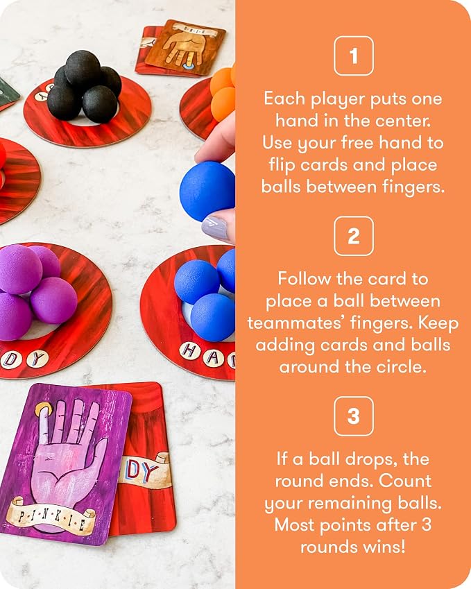 SimplyFun Handy - Family Game for Kids and Adults Ages 8+ - Fine Motor Skills Game with Soft Balls and Cards - Classroom, Party, or Family Game Night Fun