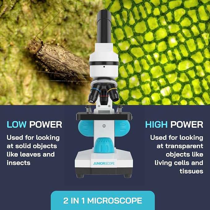 Omano Juniorscope Microscope for Kids – Microscope Kit for Kids 8+ for Science Microscope Experiments – Kids Microscope Kit that Encourage STEM Exploration – Beginner Microscope for Kids 8+