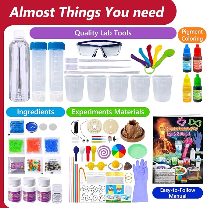 UNGLINGA Science Kit for Kids with 212 Easy Experiments | Earth Volcano, Chemistry Set, Magic S.T.E.M Projects Gifts Idea for Boys and Girls