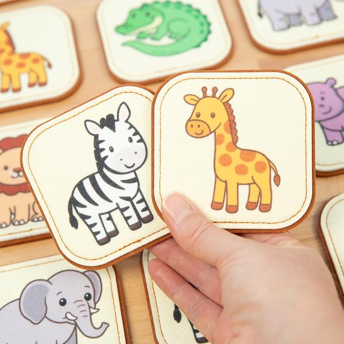 Felt Safari Matching Game for Toddlers – Wild Animal Memory Game & Flash Cards – Soft and Safe for Ages 1+ – Montessori Preschool Learning Activity – Educational Safari Toy for Boys & Girls