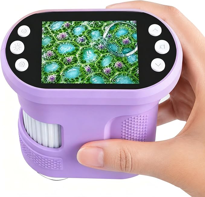 Kids Digital Microscope, 1000X Handheld Pocket Microscope STEM Science Toy | 2.0" IPS Screen, 8 LED Lights, Photo & Video Capture, Rechargeable Design, Educational STEM Gift for Kids Ages 3-12
