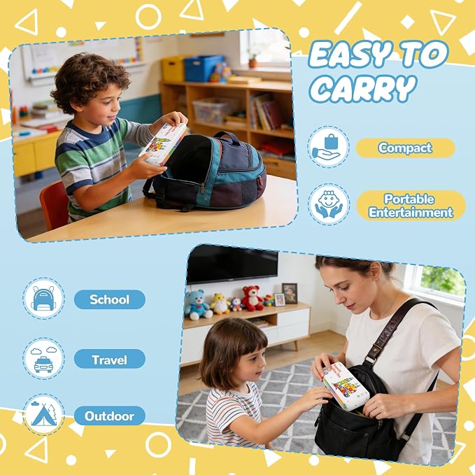 cossy Mini Magnetic Tiles, 60 PCS Magnet Tiles Travel Toys with Iron Box, Travel Magnetic Tiles for Restaurant, Car & Plane Play, Toys for 3 4 5 6 7 8 Year Old Boy and Girl