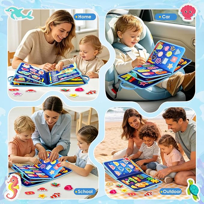 Busy Board Montessori Toys for 2 Year Old Boy Birthday Gift Busy Book | Educational Learning Sensory Quiet Busy Book for Toddlers, Activity Books for Toddlers, Ages 2-4 Travel Toys for Airplane Car