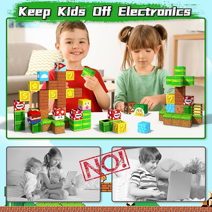 KAEILORU Magnetic Blocks,1.21" Large Magnet Building Block for 3 Year Old | 48PCS Toddlers Toys for 4 5 6 Year Old, Magnet Cubes for Kids Ages 3-5 4-8 Sensory Toy Christmas Birthday Gift for Boy Girl
