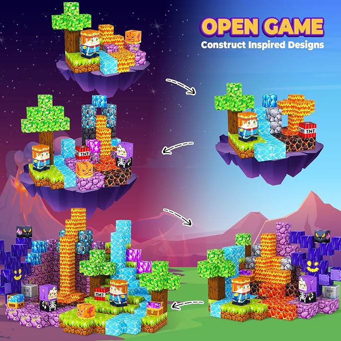 ORZbb Magnetic Blocks, Kids Magnetic Building Cubes Toys for 3-13 Year Old Boys Girls, Montessori Sensory STEM Toddler Construction Toys Christmas Birthday Party Gifts.
