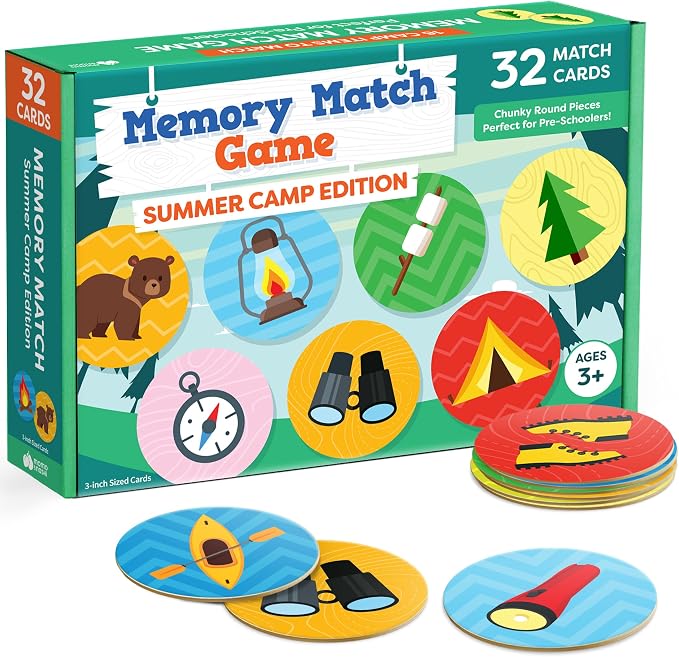 Memory Games for Kids Ages 4-8 - Camping Games for Kids, Camping Toys, Summer Camp Activities, Kids Summer Activities - Memory Matching Games for Toddlers 3-5, Preschool Outdoor Board Game Activities