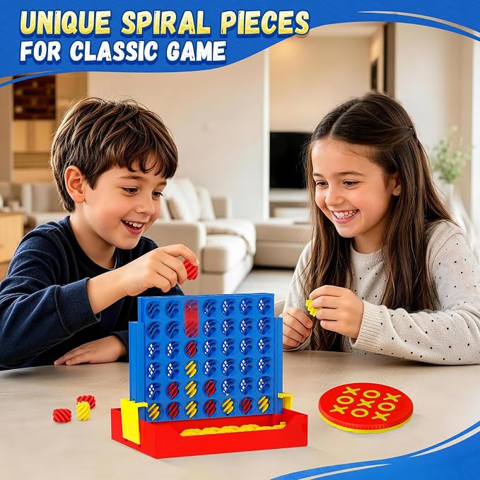 Tic Tac Toe Game & 4 in A Row Board Games Mini Tic Tac Toe Kids Travel Family Strategy Board Games for Kids & Adults Coffee Table Decor Indoor Outdoor Toys Gift
