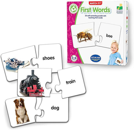 The Learning Journey: Match It! - First Words - 30 Piece Self-Correcting Words with Matching Images for Emerging Readers - Sight Words Puzzle for Kids Ages 3 and Up - Award Winning Toys , White