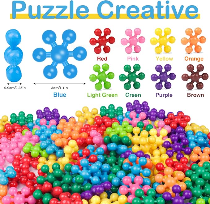 NEOACT 600 PCS Building Blocks STEM Toys, Interlocking Solid Plastic Toys | Safe Material Creativity Educational Toys Sets for Preschool Kids Boys and Girls Aged 3+