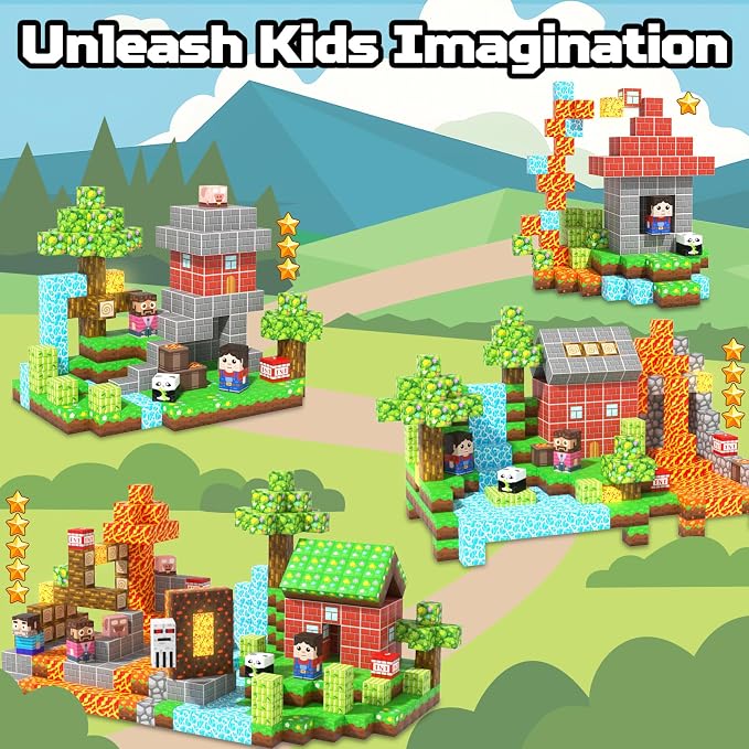 Magnetic Blocks, 150PCS Light Up Building Cube Toys Gifts for Kids | Magnetic Cubes, 0.8 inches Building Blocks, 2PCS Light Up Blocks, STEM Toys Christmas Birthday Gifts for Kids Boys Girls