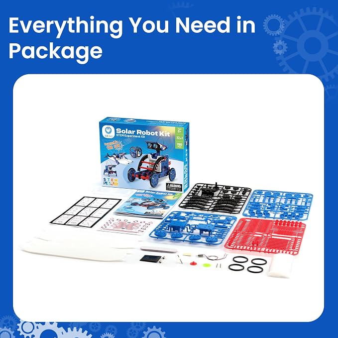 Sillbird STEM Solar Robot Building Kit, 12-in-1 Gift for Boys Ages 8-13 | Powered by the Sun, Engineering Skills, DIY Educational Birthday Presents for Kids, Buildable Learning Set, 190 Pieces