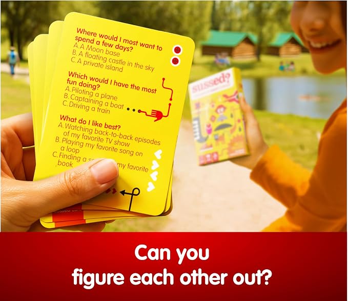 SUSSED The Wacky ‘What Would You Do’ Social Card Game - Fun & Easy for Kids - Family Travel Game for Road Trips & Car Journeys - Ages 6 & Up - Yellow Deck