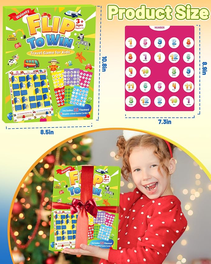 Matching Memory Game for Kids, Travel Toys Games Activities for 3-5 4-8 | Board Games 4-6, Car Games, Airplane Toys, Kids Toddler Road Trip Activities Essentials, Boys Girls Birthday Gifts