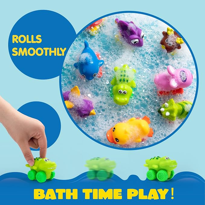 JOYIN Animal Cars, Soft Rubber Car Set Toy, Mini Vehicles, Bath Toy Car for Boys and Girls, Summer Beach and Pool Activity Gift, Party Favors for Kids