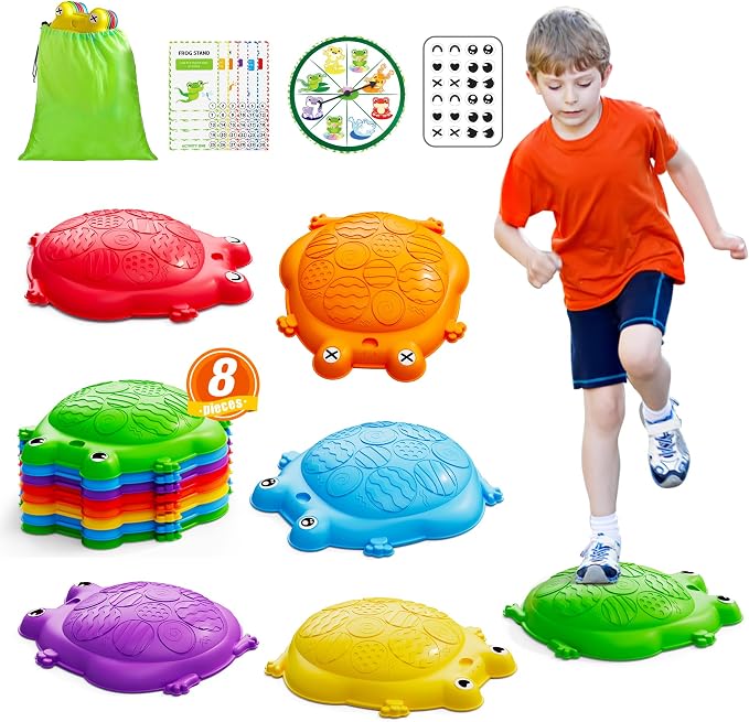 Stepping Stones for Kids, 8PCS Non-Slip Balance Steps Stones | Obstacle Courses Sensory Balance Toys, Coordination Game for Boys Girls Indoor Outdoor Play Ages 3-5