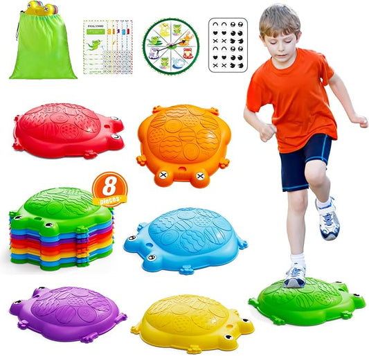 Stepping Stones for Kids, 8PCS Non-Slip Balance Steps Stones | Obstacle Courses Sensory Balance Toys, Coordination Game for Boys Girls Indoor Outdoor Play Ages 3-5