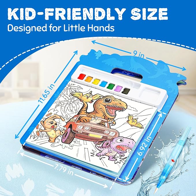 JoyCat Find & Color Paint with Water Coloring Books for Toddlers | Seek and Find Learning Activity, Dinosaur No Mess Arts & Crafts Kids Toys Ages 3-5 & 4-8, Birthday Gifts for Boys & Girls