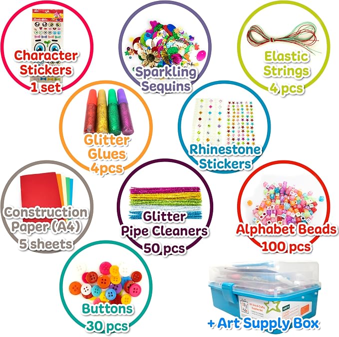 Olly Kids Craft Box, Arts & Crafts Supplies Set for Kids Ages 4-8