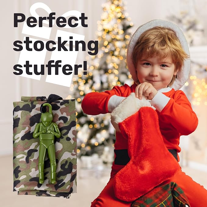 NUTTY TOYS Army Parachute Toys for Kids - Tangle Free Outdoor Flying Parachute Men, Best Small Outside Toys for 4 5 6 7 8 9 10 11 12 Year Old, Top Christmas Stocking Stuffers Idea 2026 Unique Boy Gift