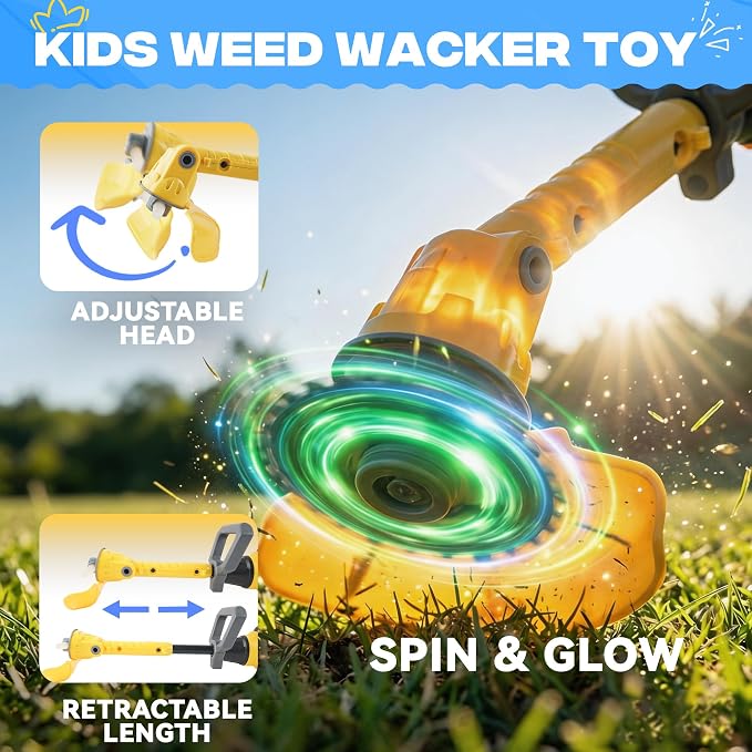 Toy Choi's 2-in-1 Kids Leaf Blower & Weed Trimmer Toy Gardening Tool Set | Outdoor Pretend Play Set with Realistic Lights & Sounds, Includes Safety Goggles, Gifts for Boys Girls Ages 3 4 5 6 7 8+