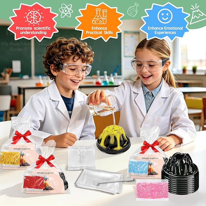 24Pcs Volcano Eruption Science Kit STEM Science Experiments Bulk Party Favors Classroom Prizes Goodie Bag Stuffers Gifts Exchange for Boys and Girl