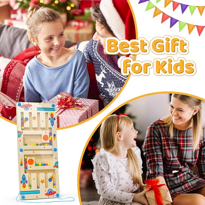 Kids Montessori Magnetic Wooden Toys, 2 Player Maze Puzzle Game, Birthday Gift for Boys Girls 3-7 Years Old, Preschool Educational Sensory Learning Toy for Toddlers and Autistic Kids