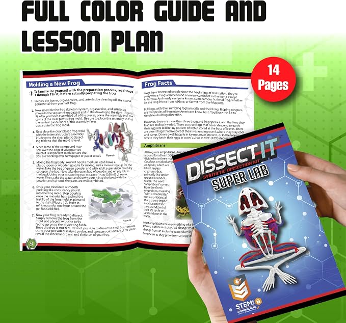 Dissect-It, Premium Frog Dissection Kit, STEM Toys for Kids, Ages 6+ | Examine Realistic Frog Organs & Complete Skeleton Using the Deluxe Frog, Dissection Tray, More Tools & 2 Gel Refill Packs