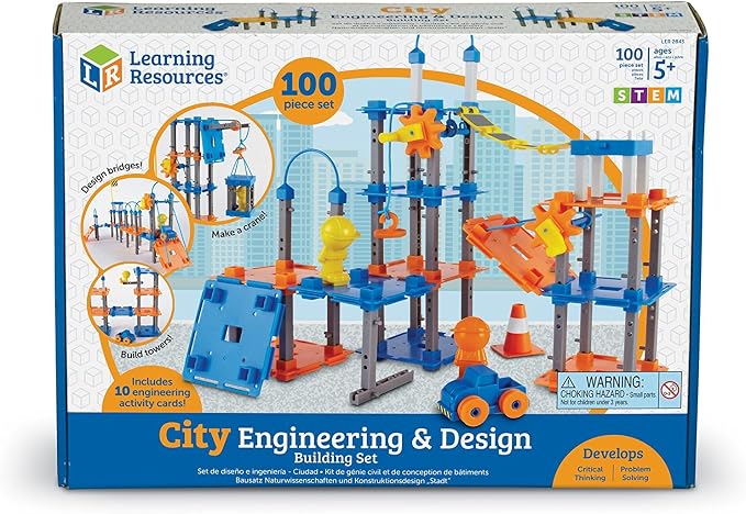 Learning Resources City Engineering & Design Building Set | Preschool Building Toys, STEM Toys for 5 Year Old, Kids Engineering Kit, STEM Gifts for Kids