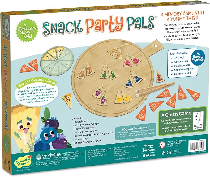 Peaceable Kingdom Snack Party Pals Cooperative Game - Fun Memory Game for Preschoolers & Kindergarteners - Ages 4+