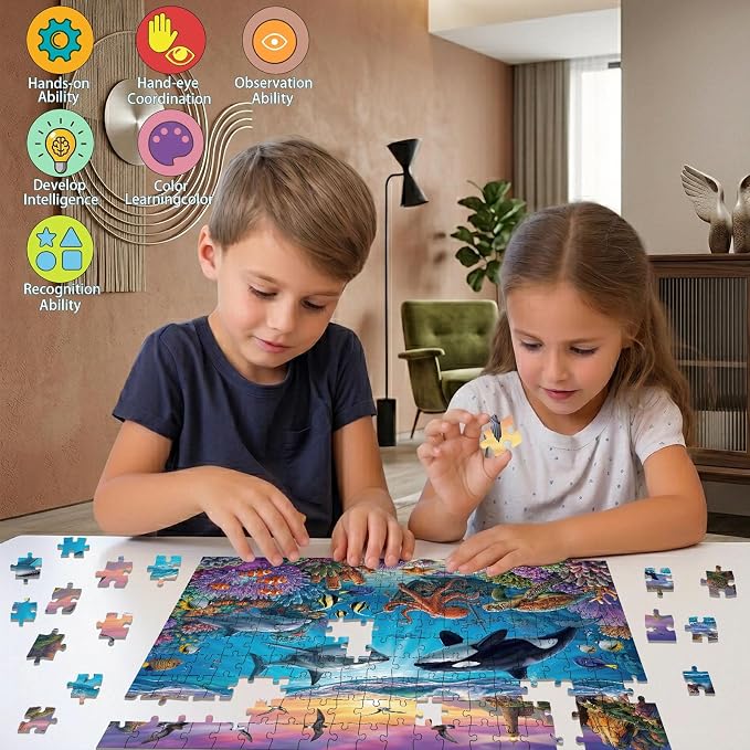 Puzzles for Kids Ages 6-8 Year Old, 200 Piece Magical Underwater World | Jigsaw Puzzles for Boys & Girls Educational Learning Toy Kids Ages 6 7 8 9 10, Family Game Gift, Holiday Gifts for Boys Girls