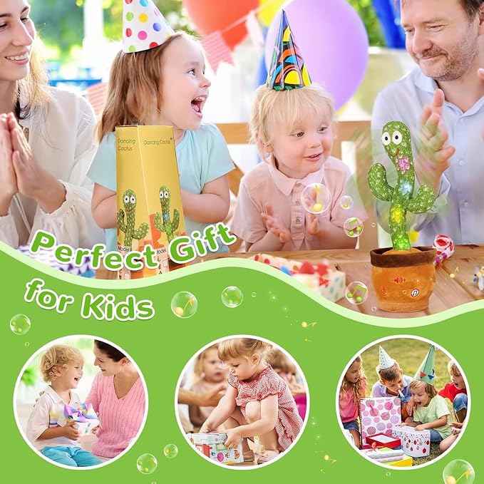 Emoin Talking Cactus Toy, Dancing Cactus Baby Toy | Mimicking Recording Repeating What You Say, Educational Interactive Baby Boys Girls Toys, Volume Adjustment