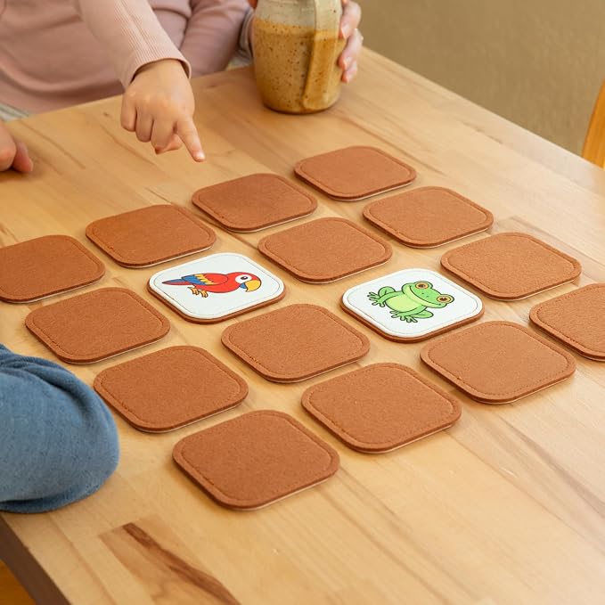 Felt Jungle Matching Game for Toddlers – Wild Animal Memory Game & Flash Cards – Soft and Safe for Ages 1+ – Montessori Preschool Learning Activity – Educational Jungle Toy for Boys & Girls