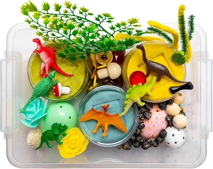 Play Dough Kit, Sensory Kit,Non-Toxic PlayDough, Sensory Motor Aids Gift for Kids, Sensory Play Set, Fine Motor Activity (Dinosaur Play Dough Kit)
