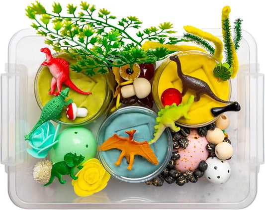 Play Dough Kit, Sensory Kit,Non-Toxic PlayDough, Sensory Motor Aids Gift for Kids, Sensory Play Set, Fine Motor Activity (Dinosaur Play Dough Kit)