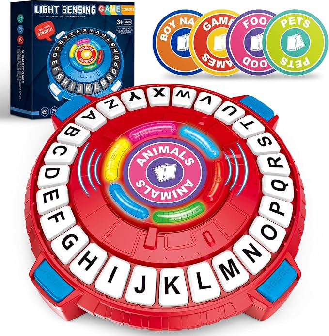 Family Board Game for Kids and Adults, Light-Sensing Word Game with 3 Modes | Fast-Paced 26-Letter Game with Timer for Family Game Nights and Parties, 40 Double-Sided Category Cards, 2–6 Players, Ages 8+