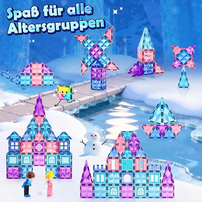 Diamond Magnetic Building Blocks for Kids - Princess Castle Magnetic Tiles Toys for 3-8 Year Old Girls & Boys - 3 4 5 6 Year Old Girl Birthday Xmas Gifts - STEM Educational Toys for Creative Play