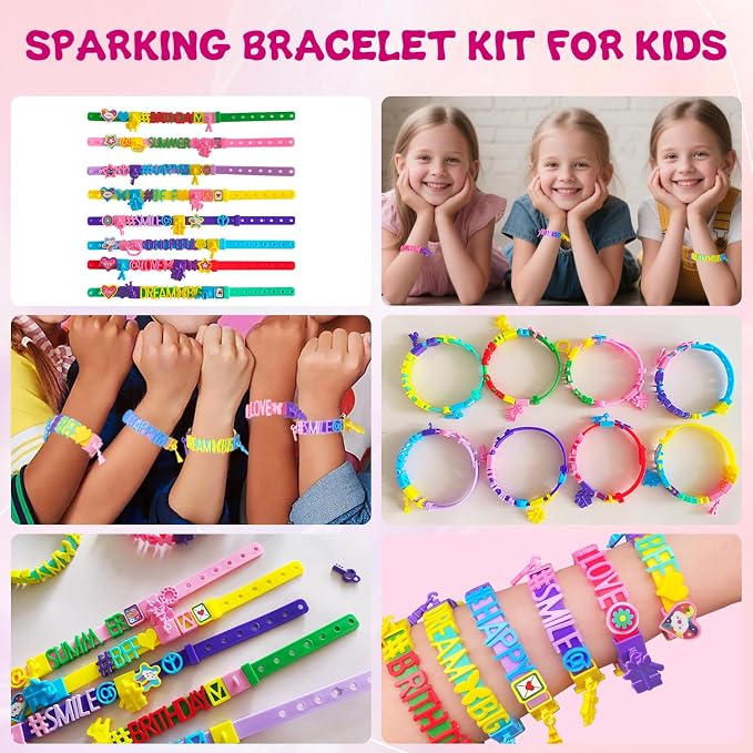 Friendship Bracelet Kit, DIY Jewelry Making Kit for Girl Ages 5-12 | Art & Craft Kits for Kids, Snap-On Design, Adjustable Strap, Personalized Name Bracelets, Sleepovers, Parties, Birthday Gifts