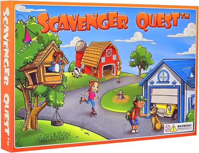 Scavenger Quest Board Game, Fun for Kids and Adults, 2-4 Players, Ages 5+, Family-Friendly Outdoor Themed Seek-and-Find Board Game. Skill-Building & Educational Fun.