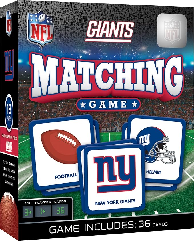 MasterPieces Officially Licensed NFL New York Giants Picture Matching Card Game for Kids and Families