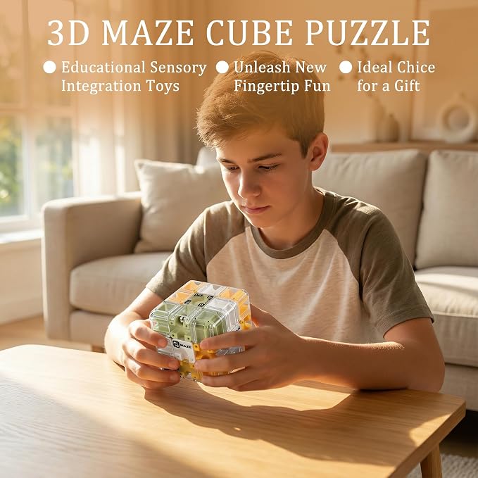2 Pack 3D Rolling Ball Maze Cube Puzzle,Maze Cube for Kids Labyrinth 3D Puzzle Maze Cube Ball Twist Roll Brain Teaser Toys,Cultivate Logical Thinking for Logical Thinking for Family Game Birthday Gift