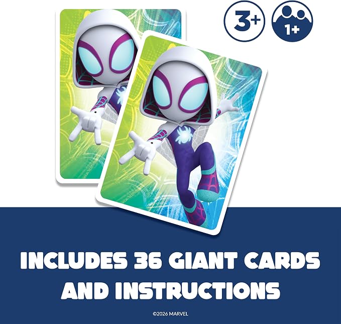 Giant Matching Card Game Spider-Man, Memory Game, Jumbo Playing Cards, 3+ | Marvel Toys, Giant Card Games, Family Game Night, Travel Games, Playing Cards, Screen-Free, Travel Game, Holiday Game