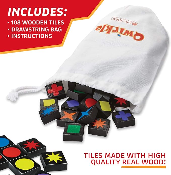 MindWare Qwirkle Board Game | Award-winning family strategy game—match colors and shapes to build lines and score. For 2-4 players, ages 6+