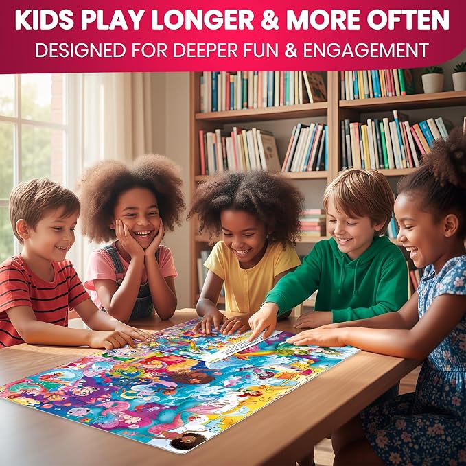 100 Piece Puzzles for Kids Ages 6-8 - 4 Jigsaw Kids Puzzles Ages 4-6 | Search and Find Unicorn Princess Mermaid Toys - Kids Puzzles Ages 8-10 - Educational Game Gift for Boys and Girls