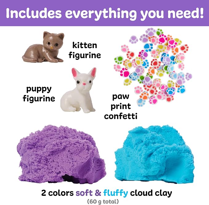Creativity for Kids Sensory Minis Pets Kit | Cloud Clay Sensory Toy for Kids | Mess-Free, Screen Free Summer Supplies | Travel Activity for Kids (Ages 3+)