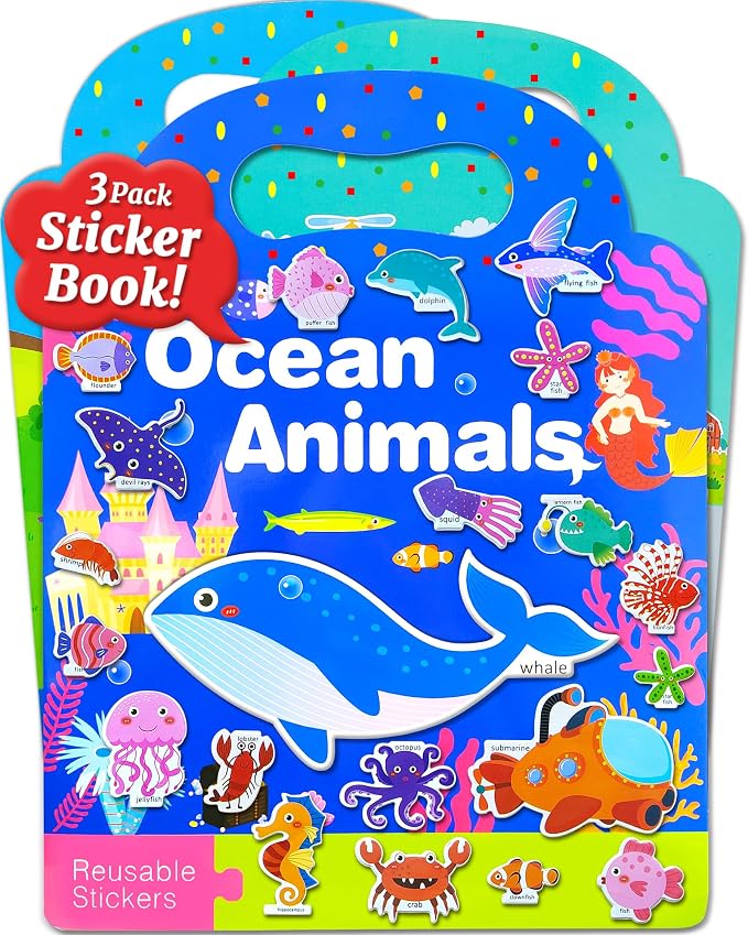 Benresive Reusable Sticker Book for Toddlers, Stickers for Kids, Travel Toy | Toddler Toys, Boys Girls Birthday Gifts, Airplane & Road Trip Essentials Kids, No Mess Waterproof Toddler Crafts Activities