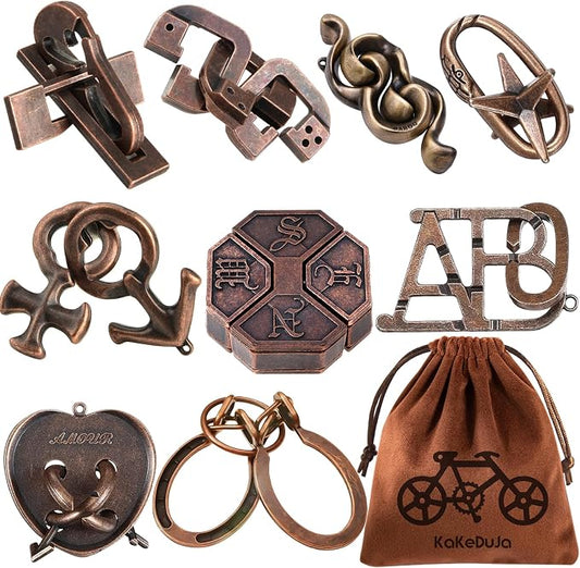 9pcs Metal Puzzle for Adult Disentanglement Puzzles Lock Gift for Adults