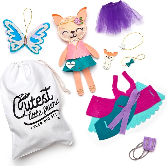 Craft-tastic – Make a Fox Friend Craft Kit – Learn to Make 1 Easy-to-Sew Stuffie with Clothes & Accessories