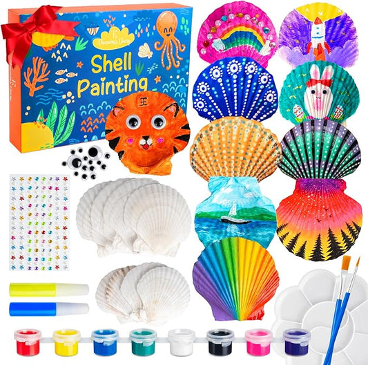 Eleanore's Diary Kids Sea Shell Painting Kit Glow in the Dark Painting | Crafts for Boys Girls - DIY Creative Art Activities Toys Gifts for Age 4 5 6 7 8 9 10 11 12 Year Old - Birthday Holiday Party