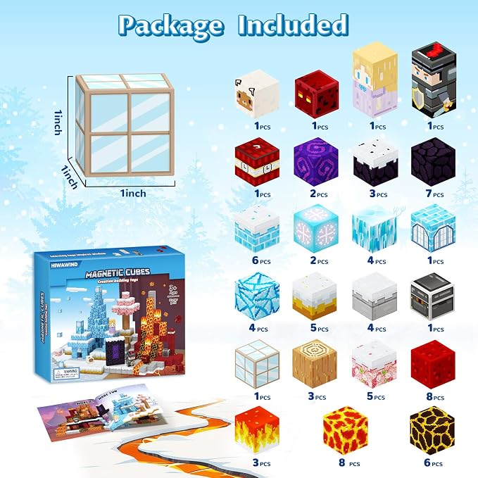 Magnetic Blocks , Building Toys for Boys & Girls, Birthday Gifts For Kids | Ice Princess Castle & Lava Realm Fantasy World Building Toys, STEM Montessori Toys for 3 4 5 6 7 8 Year